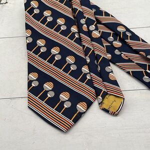Pierre Cardin Morville‎ Silk Ties Wide For Mens Blue Orange Golf Print Paris